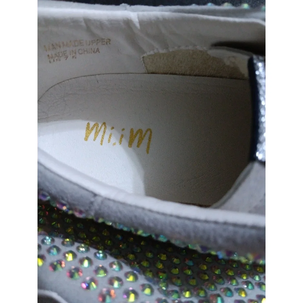 Mi.iM Women's Fashion Gray Rhinestone Sneakers Shoes Sparkle Blue Green EUC